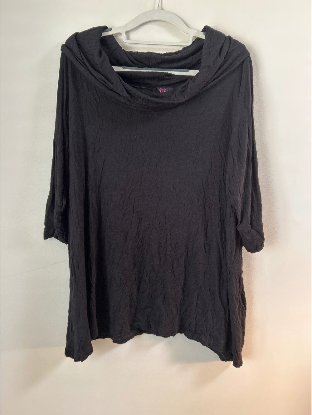 3 Way Poncho Suzanne Somers Black Long Sleeve Top